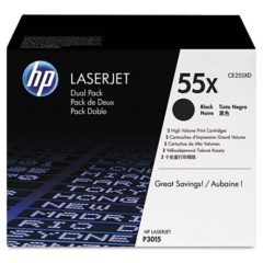 HP 55X, (CE255X-D) 2-pack High Yield Black Original LaserJet Toner Cartridges