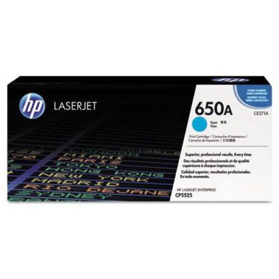 HP 650A, (CE271A) Cyan Original LaserJet Toner Cartridge