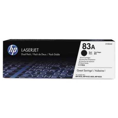 HP 83A (CF283A-D) Black Original LaserJet Toner Cartridge, 2/BX