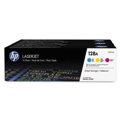 HP 128A, (CF371A-M) 3-pk Cyan/Magenta/Yellow Original LaserJet Toner Cartridges