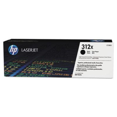 HP CF380-X (HP 312X) High-Yield Toner, 4400 Page-Yield, Black, 2/Pk