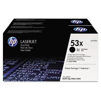 HP 53X, (Q7553X-D) 2-pack High Yield Black Original LaserJet Toner Cartridges